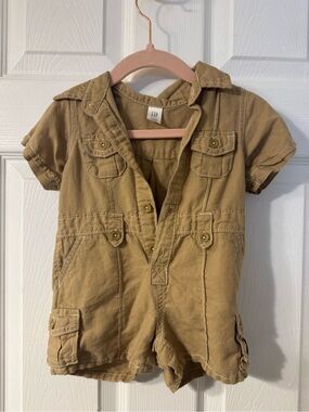 GAP Infant Tan Button-Front Romper
